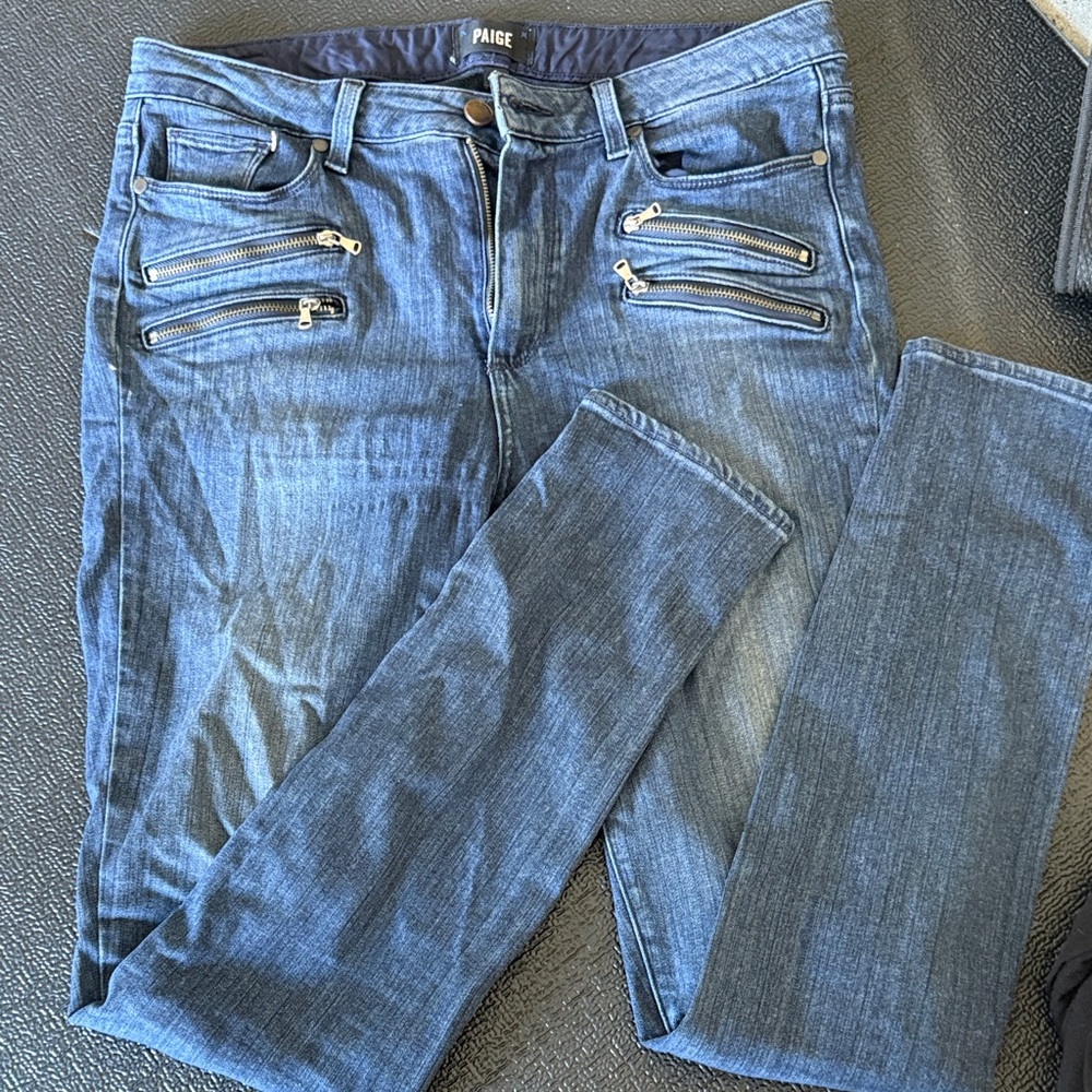 PAIGE Denim Skinny Jeans with Zipper Details